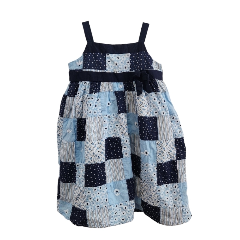 2007 Janie and Jack Toddler Girl's Blue Skies Patchwork Floral Dress 18-24 Month - Picture 2 of 13